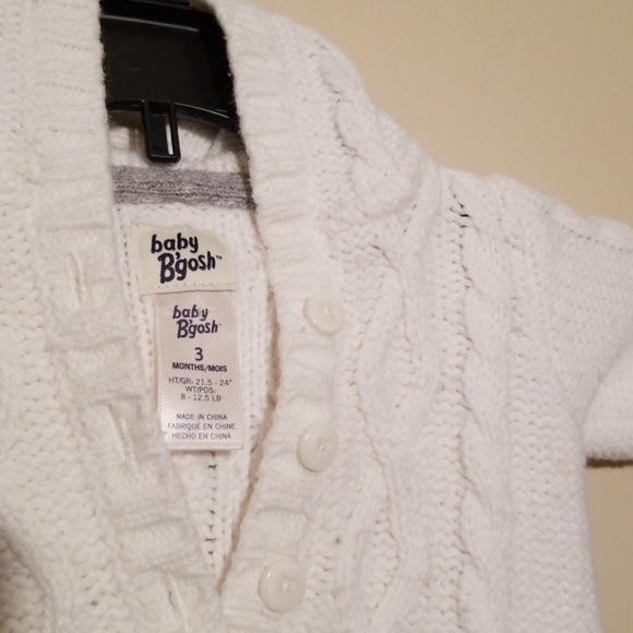 Baby BGosh Cable Sweater Onsie w/Hood 3 Months - Picture 2 of 3